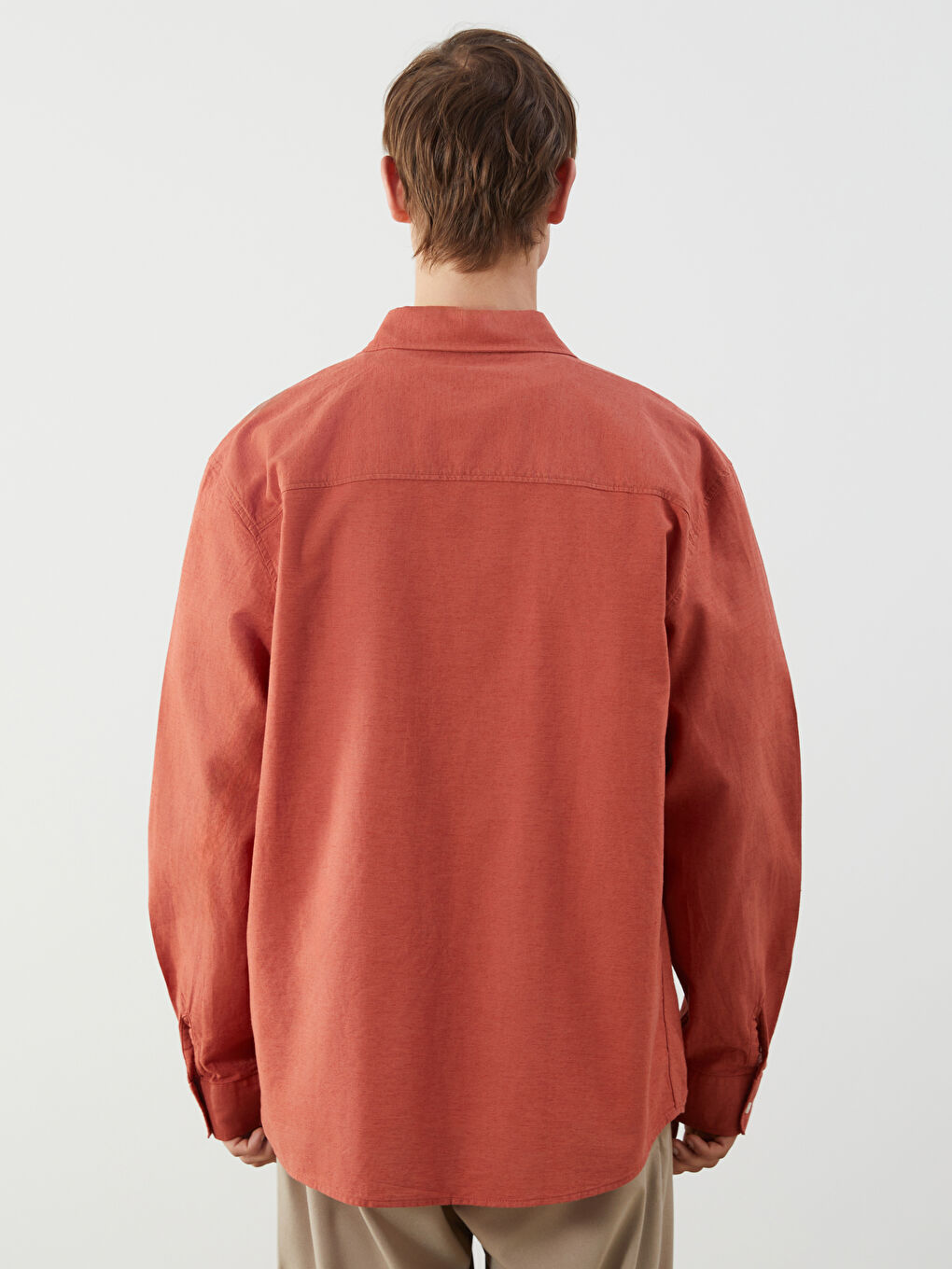 Regular Fit Long Sleeve Linen Blend Men's Shirt -S5FO86Z8-GYN