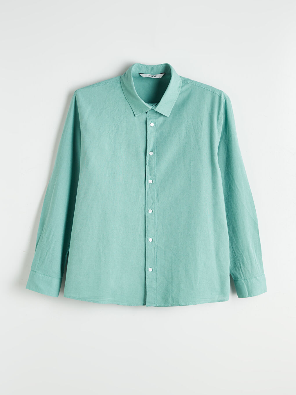 Regular Fit Long Sleeve Linen Blend Men's Shirt -S5FO86Z8-GEB