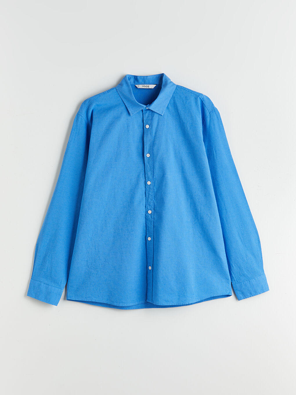 Regular Fit Long Sleeve Linen Blend Men's Shirt -S5FO86Z8-H4E