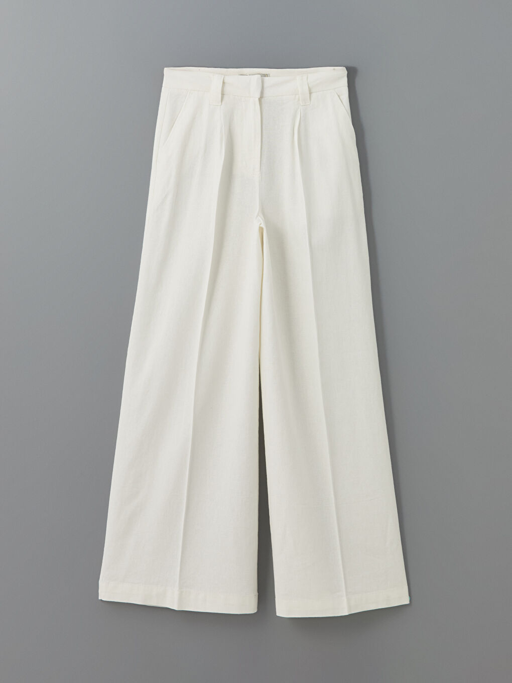 Loose Fit Linen Blend Women's Trousers -S5FP03Z8-Q6K