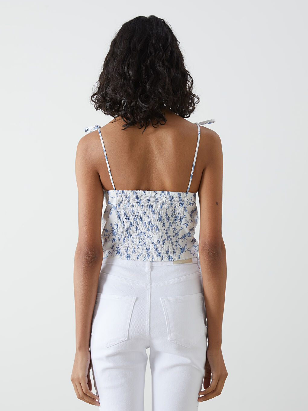Sweetheart Neck Floral Strappy Poplin Women's Crop Top -S5FP23Z8-Q6K