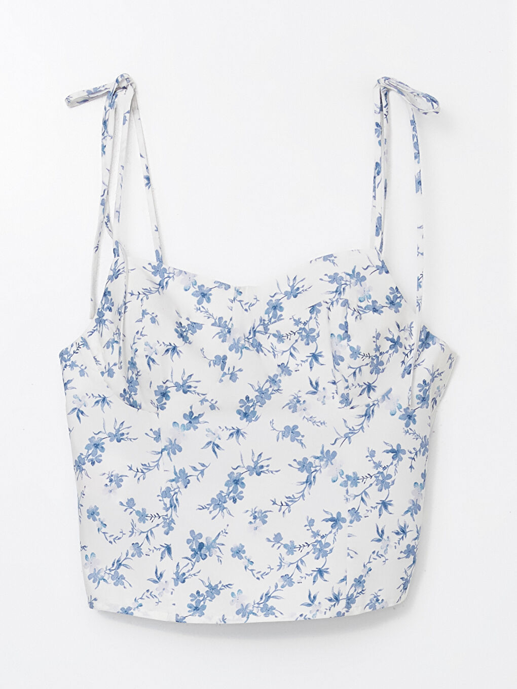 Sweetheart Neck Floral Strappy Poplin Women's Crop Top -S5FP23Z8-Q6K