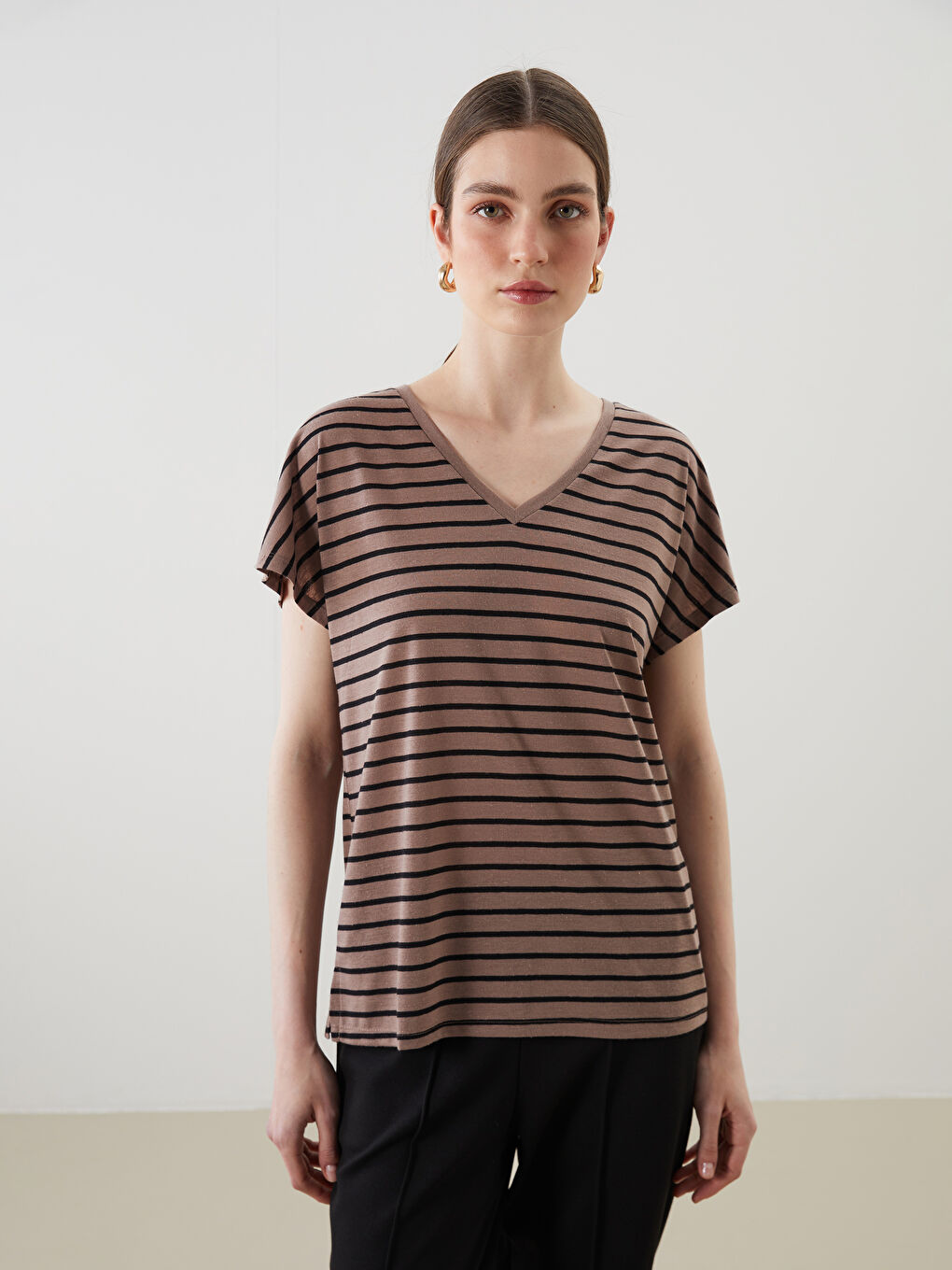 LCWAIKIKI Classic Woman BROWN T-Shirt -S5FP51Z8-LEW