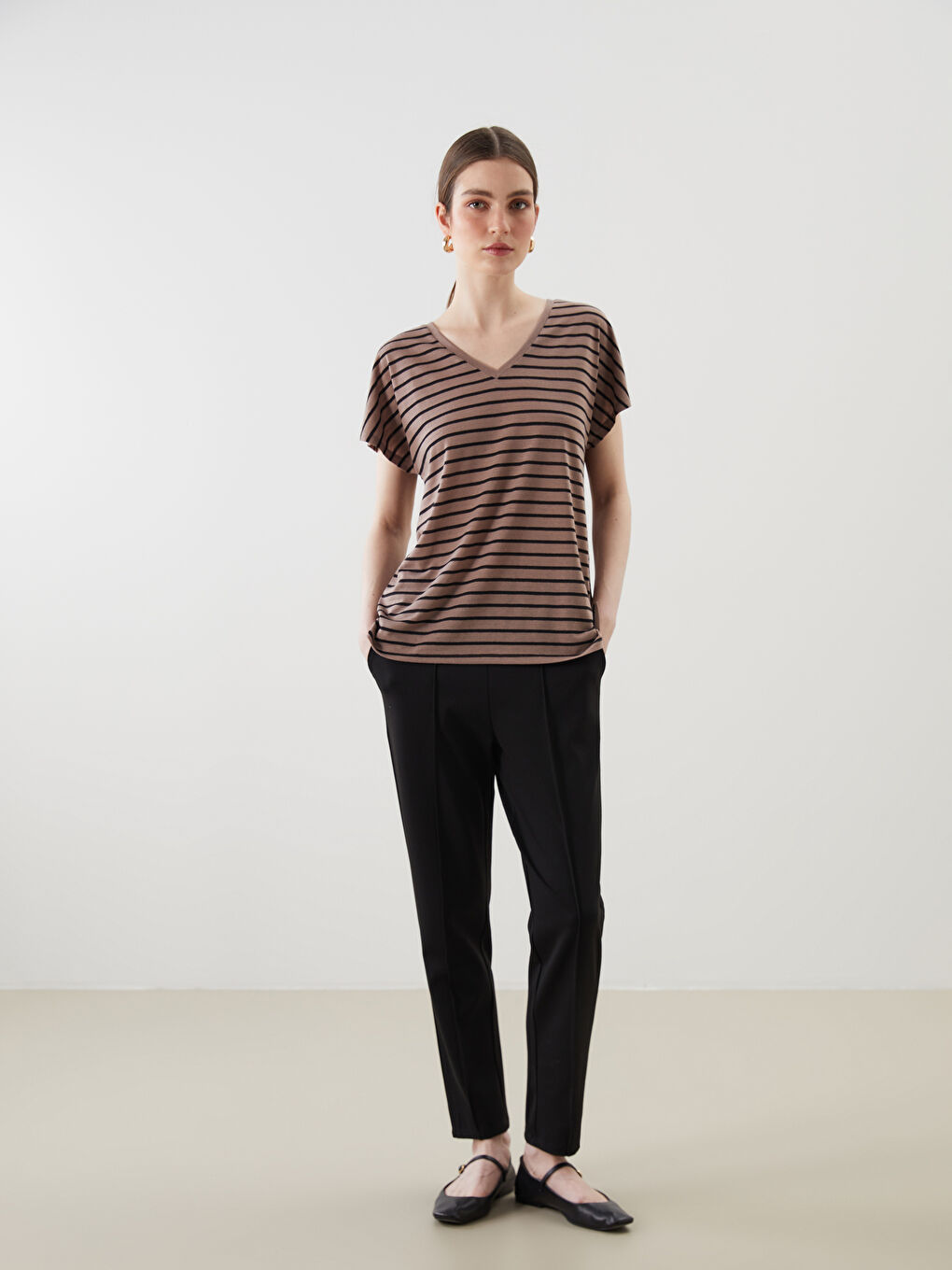 LCWAIKIKI Classic Woman BROWN T-Shirt -S5FP51Z8-LEW