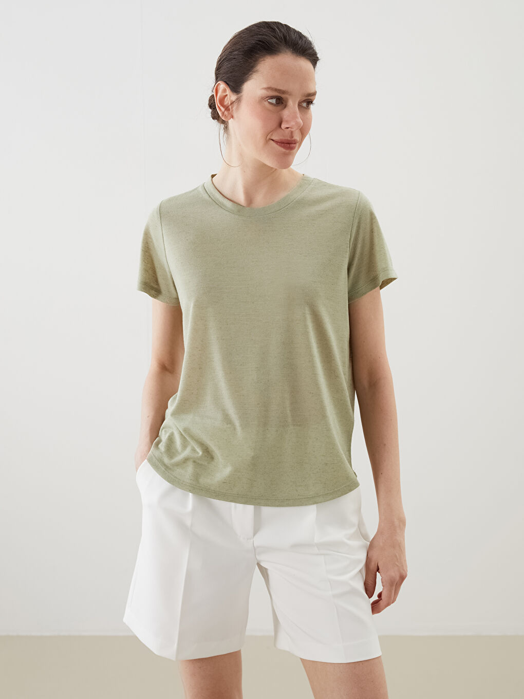 LCWAIKIKI Classic Woman GREEN T-Shirt -S5FP52Z8-GHY