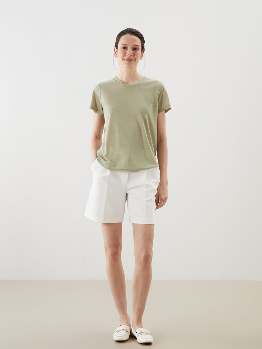 LCWAIKIKI Classic Woman GREEN T-Shirt -S5FP52Z8-GHY