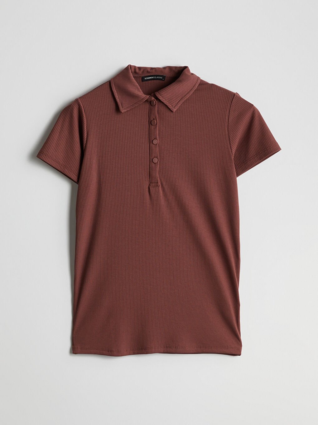 Polo Neck Textured Women'S T-Shirt -S5FP56Z8-H8B
