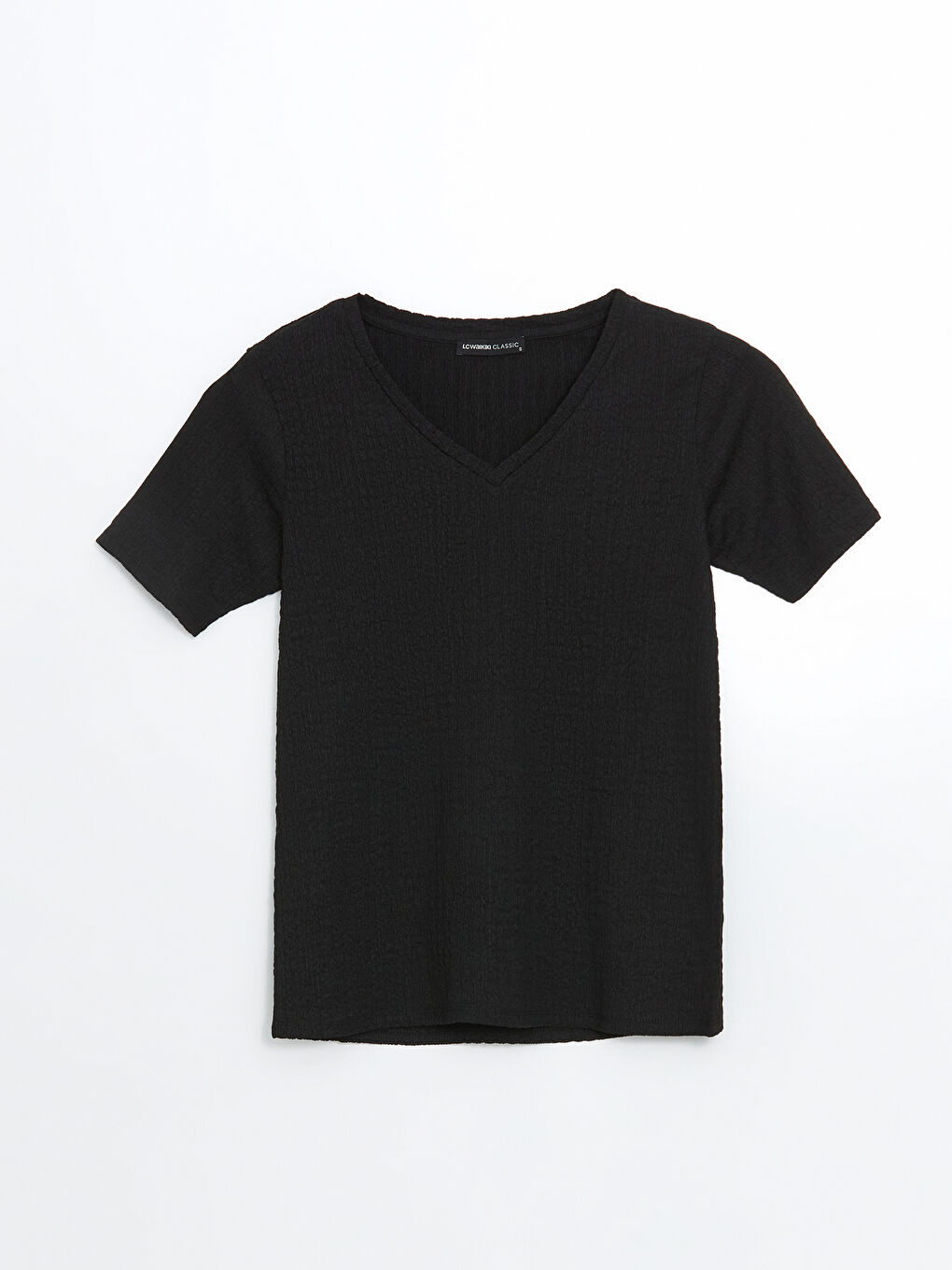 V Neck Textured Women's T-Shirt -S5FP60Z8-CVL