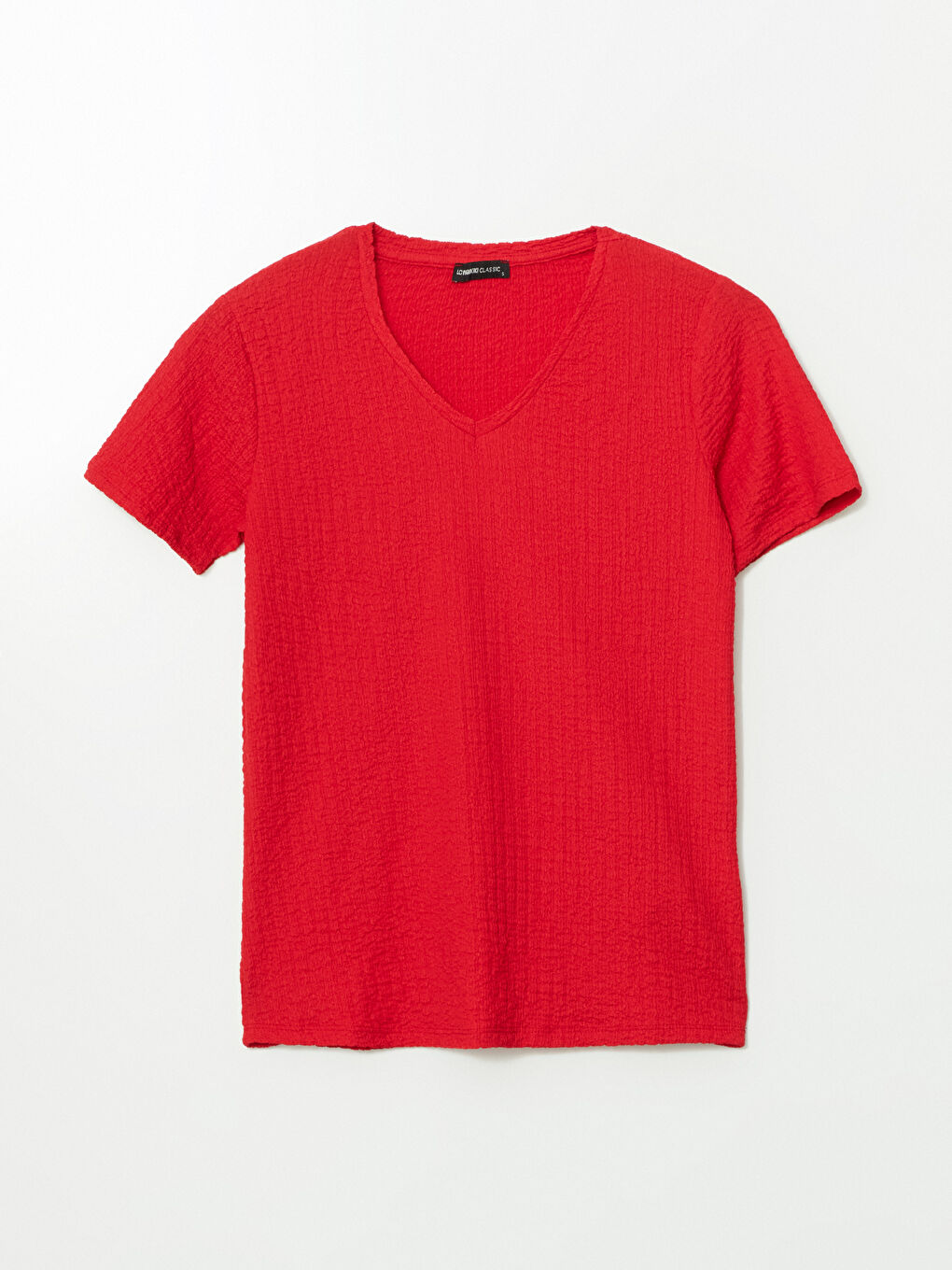 LCWAIKIKI Classic V-Neck Textured Women's T-Shirt -S5FP60Z8-HNK