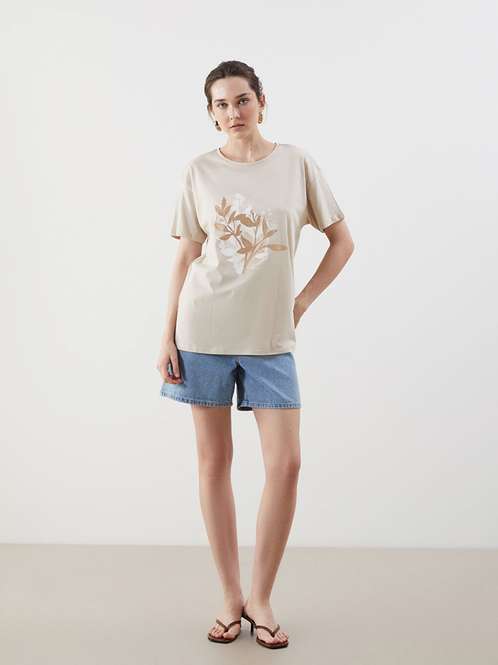 Crew Neck Floral Women's T-Shirt -S5FP63Z8-G7K