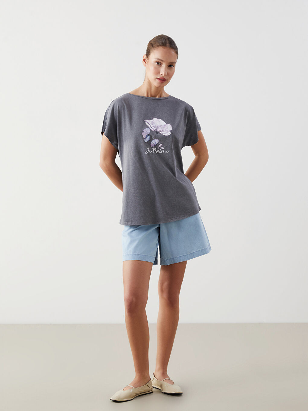 Crew Neck Floral Women's T-Shirt -S5FP75Z8-HGL
