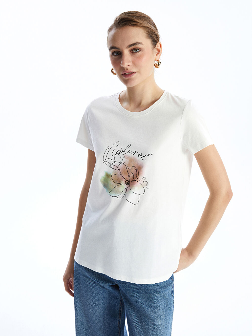 Crew Neck Printed Women's T-shirt -S5FQ09Z8-R9J