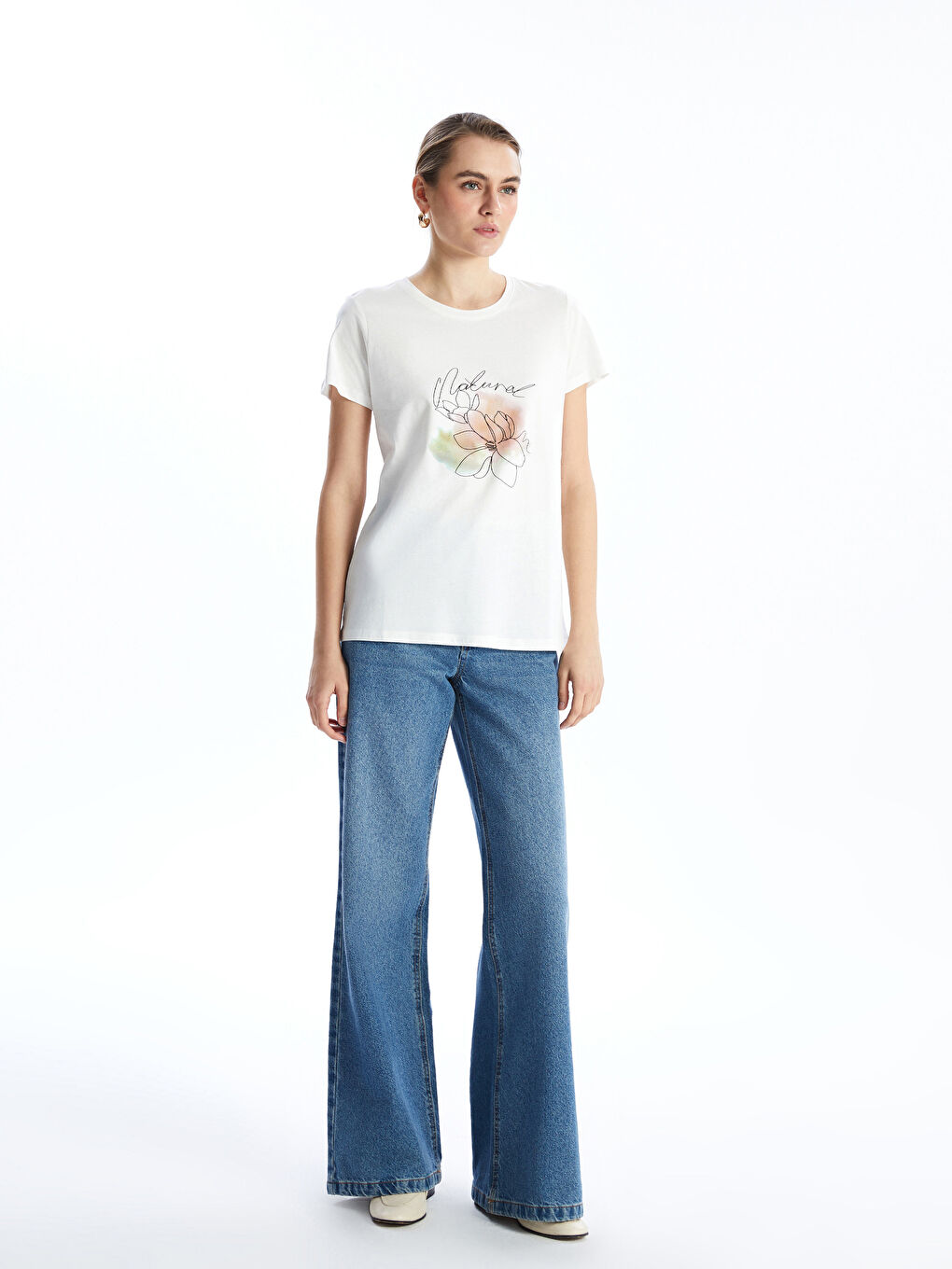 Crew Neck Printed Women's T-shirt -S5FQ09Z8-R9J