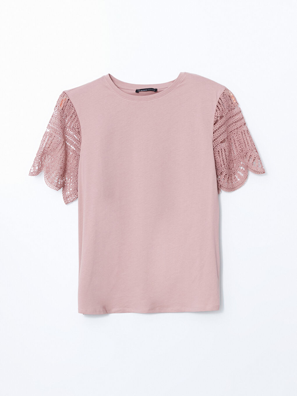 Crew Neck Jersey Lace Women's T-Shirt -S5FQ13Z8-GJR