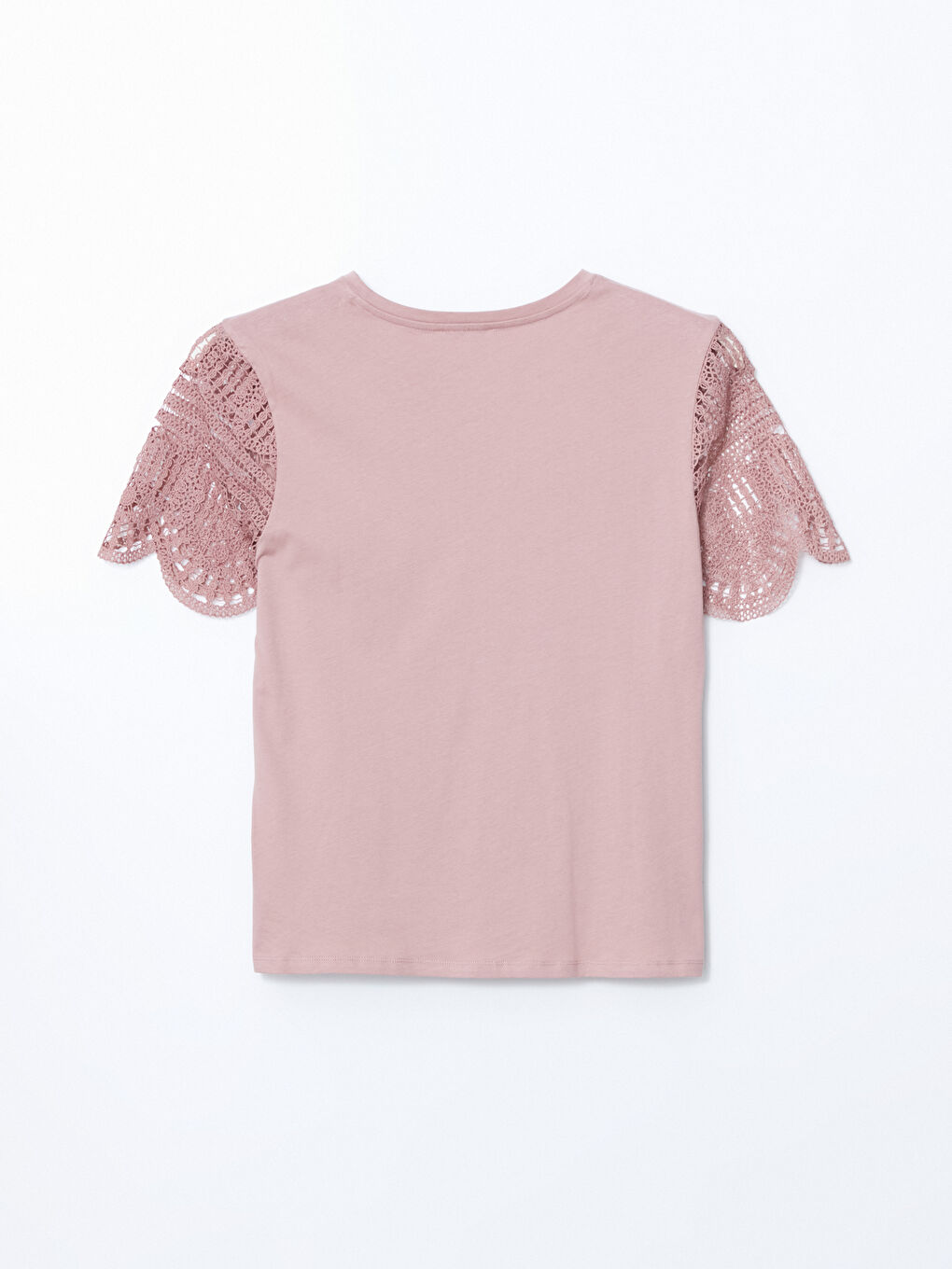 Crew Neck Jersey Lace Women's T-Shirt -S5FQ13Z8-GJR