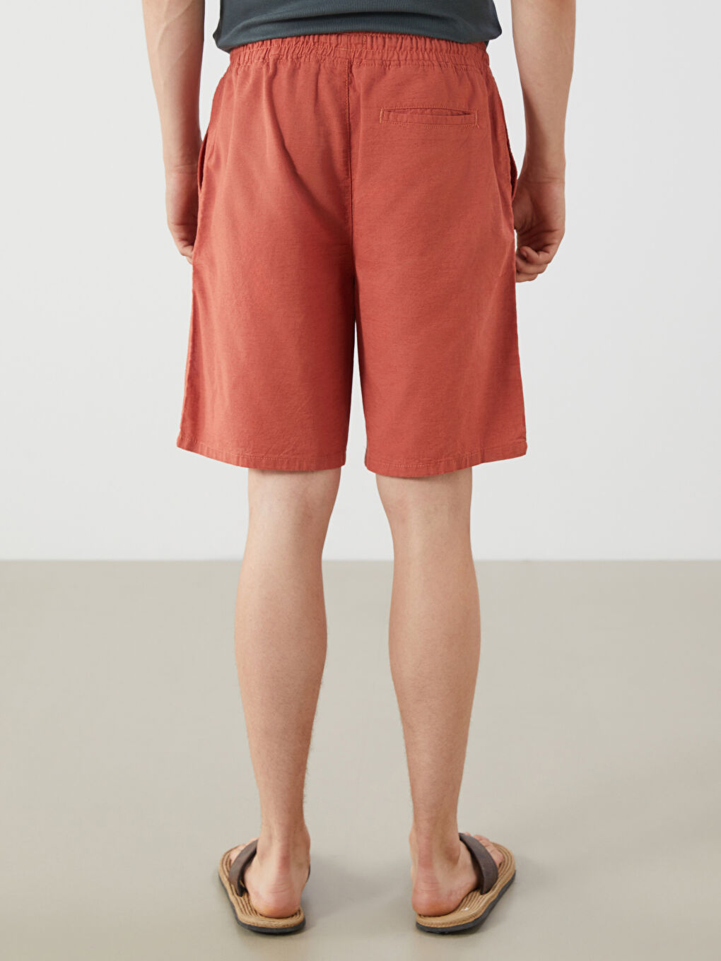 Relaxed Fit Linen Blend Men's Shorts -S5FQ93Z8-GYN