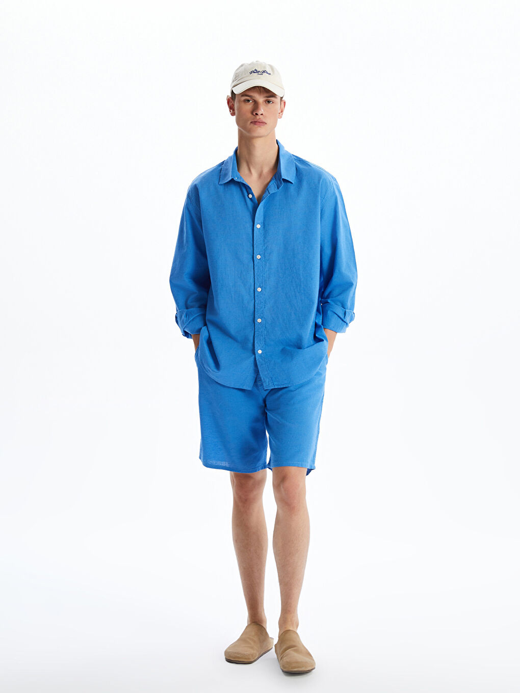 Relaxed Fit Linen Blend Men's Shorts -S5FQ93Z8-H5Y