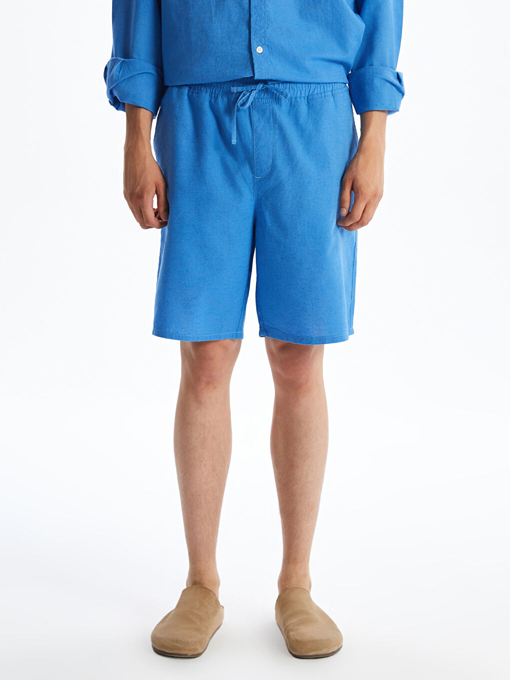 Relaxed Fit Linen Blend Men's Shorts -S5FQ93Z8-H5Y