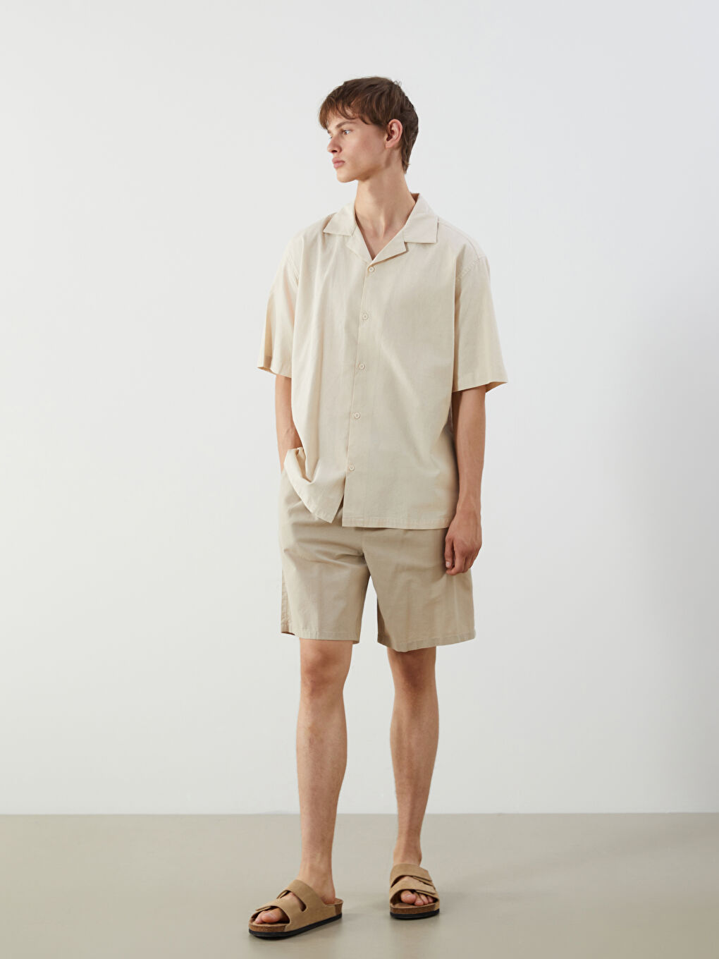 Relaxed Fit Linen Blend Men's Shorts -S5FQ93Z8-QYX