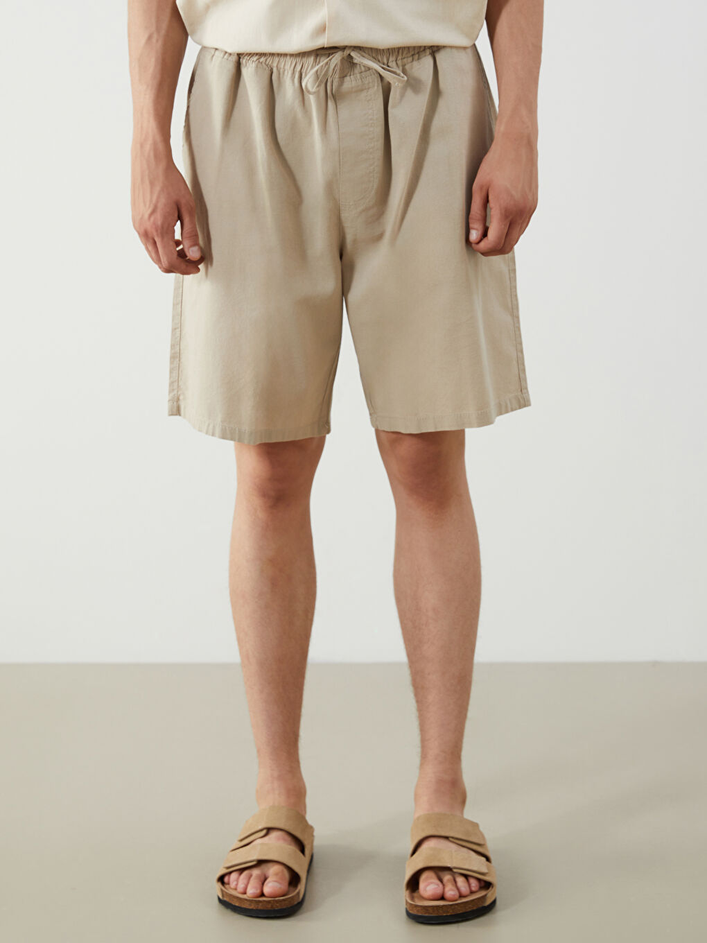 Relaxed Fit Linen Blend Men's Shorts -S5FQ93Z8-QYX
