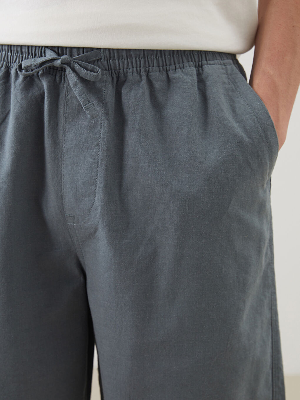 Relaxed Fit Linen Blend Men's Shorts -S5FQ93Z8-Z43