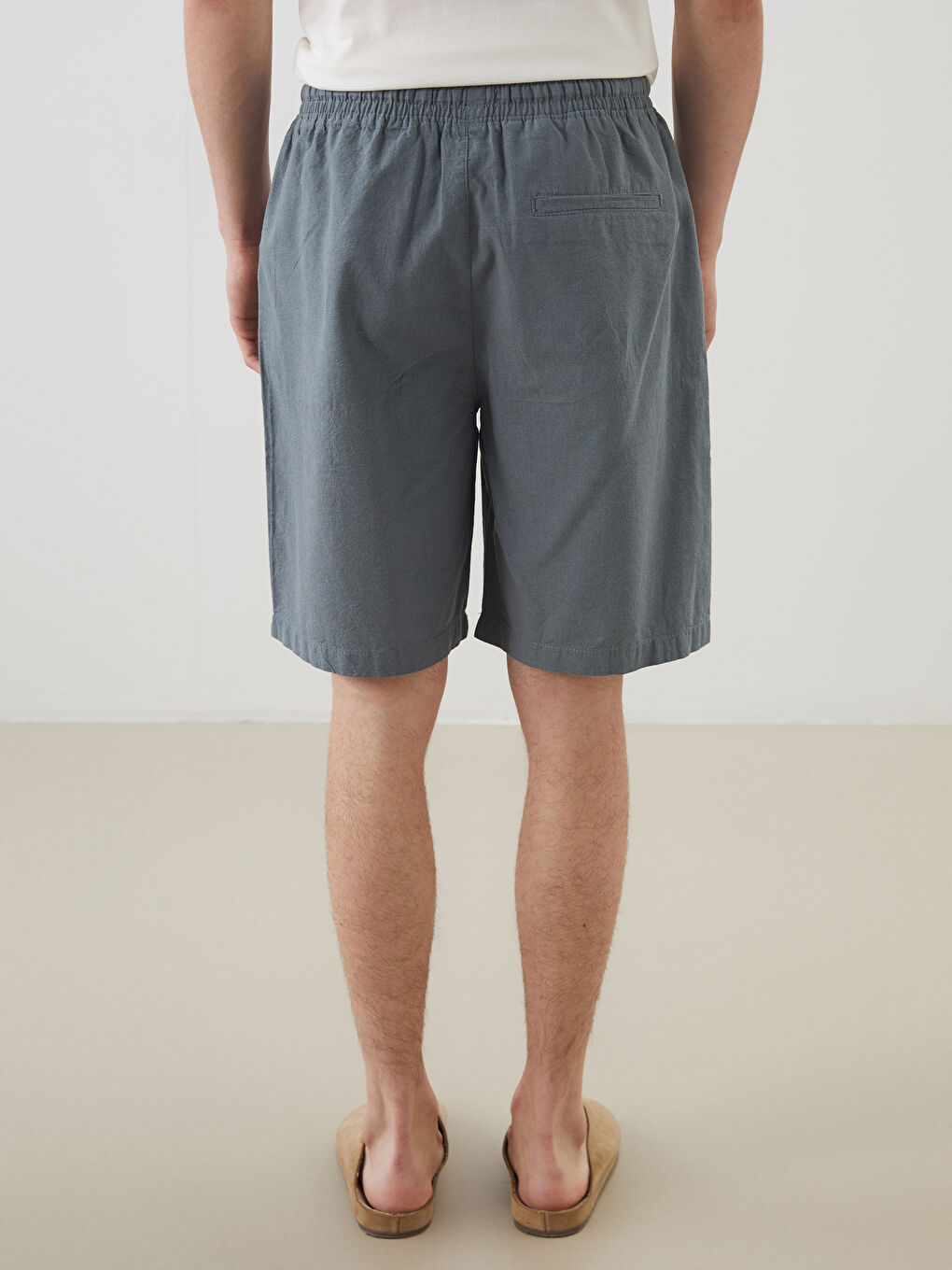 Relaxed Fit Linen Blend Men's Shorts -S5FQ93Z8-Z43