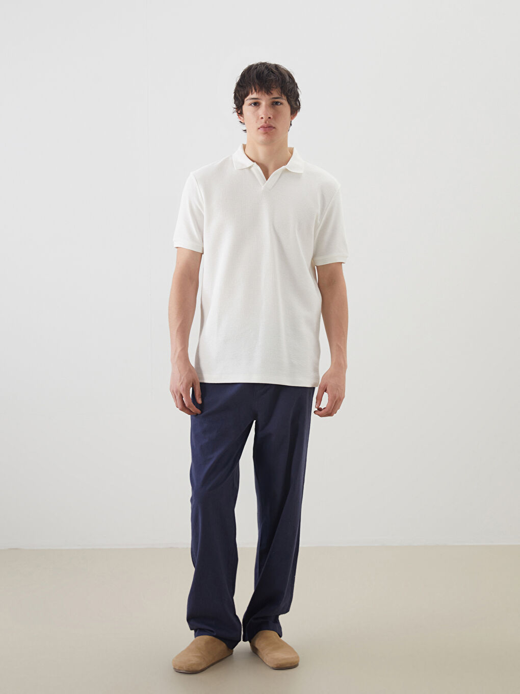Relaxed Fit Linen Blend Men's Trousers -S5FQ94Z8-Z46