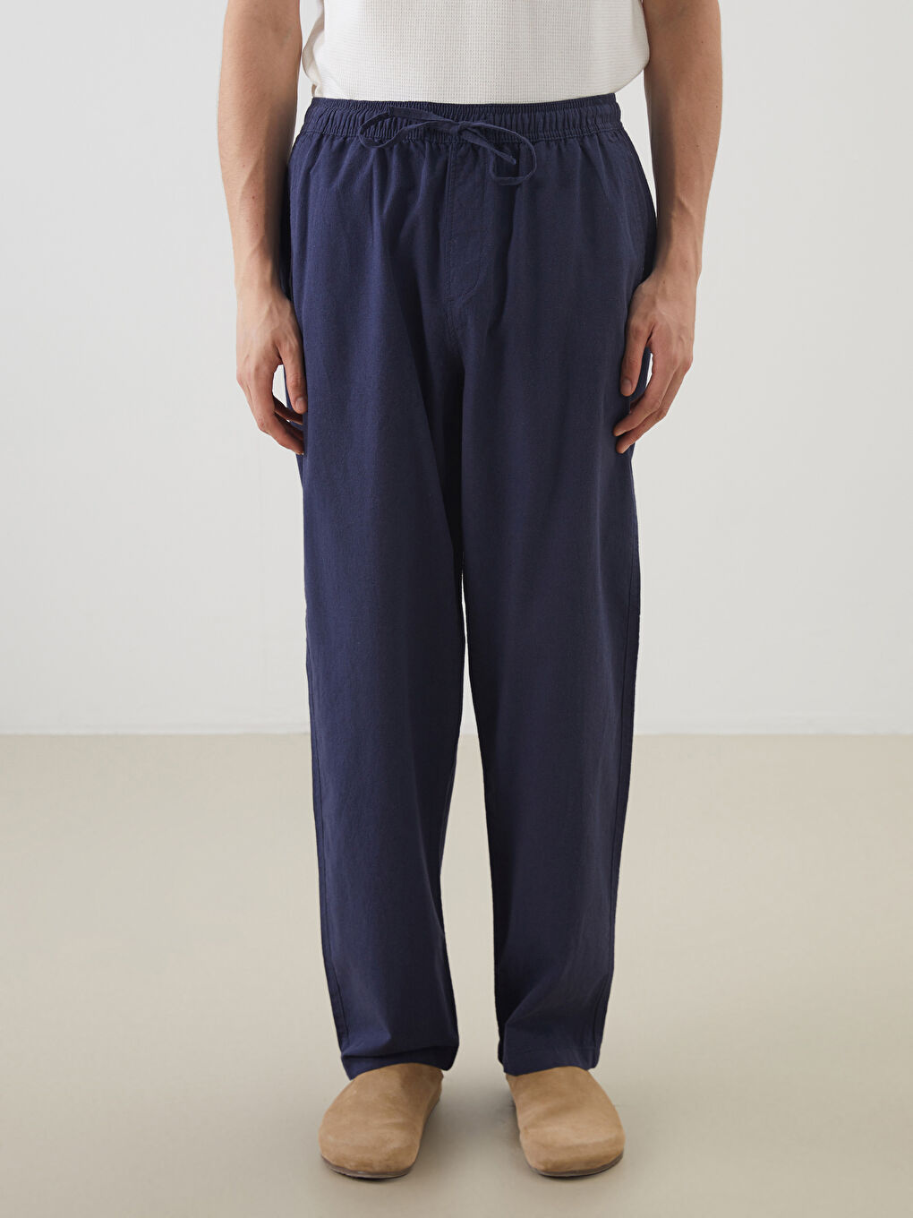 Relaxed Fit Linen Blend Men's Trousers -S5FQ94Z8-Z46