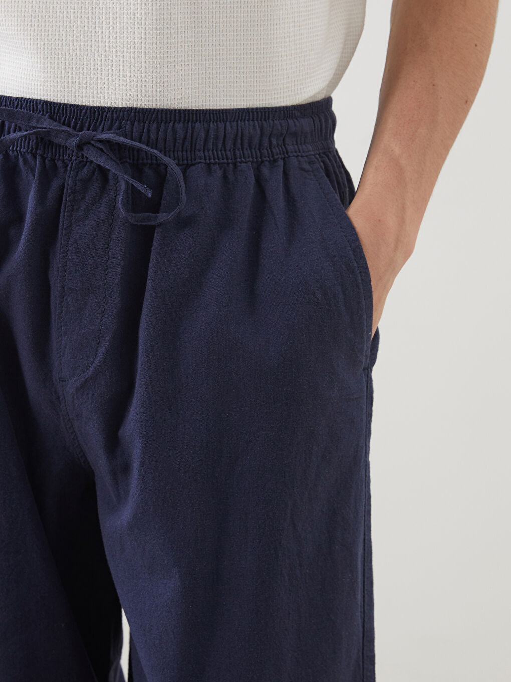 Relaxed Fit Linen Blend Men's Trousers -S5FQ94Z8-Z46