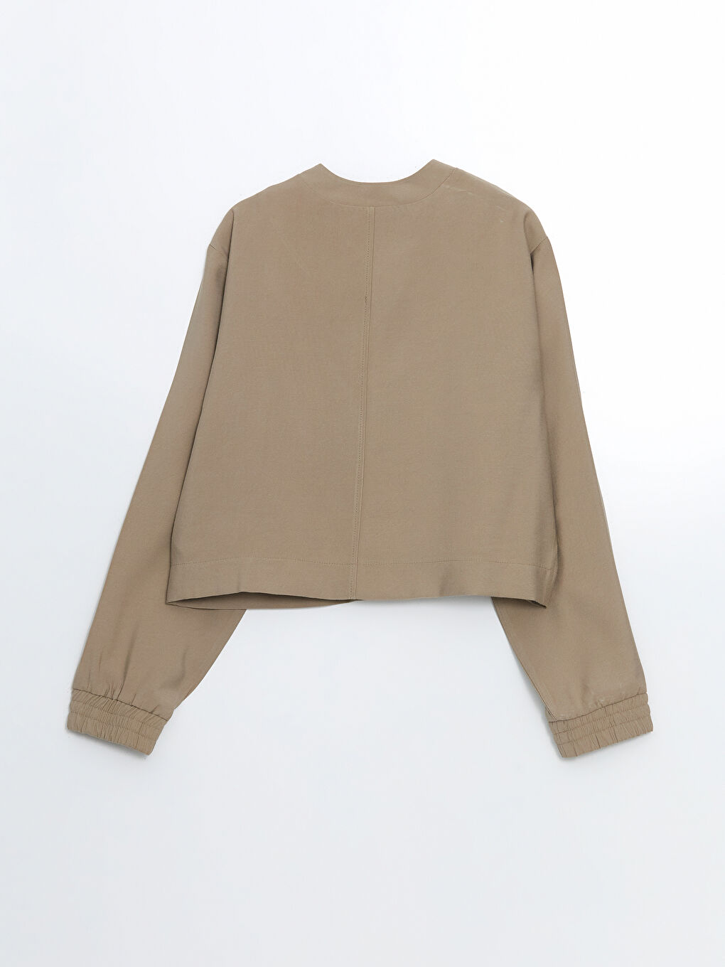 Bej Kolej Yaka Crop Kadın Ceket-9