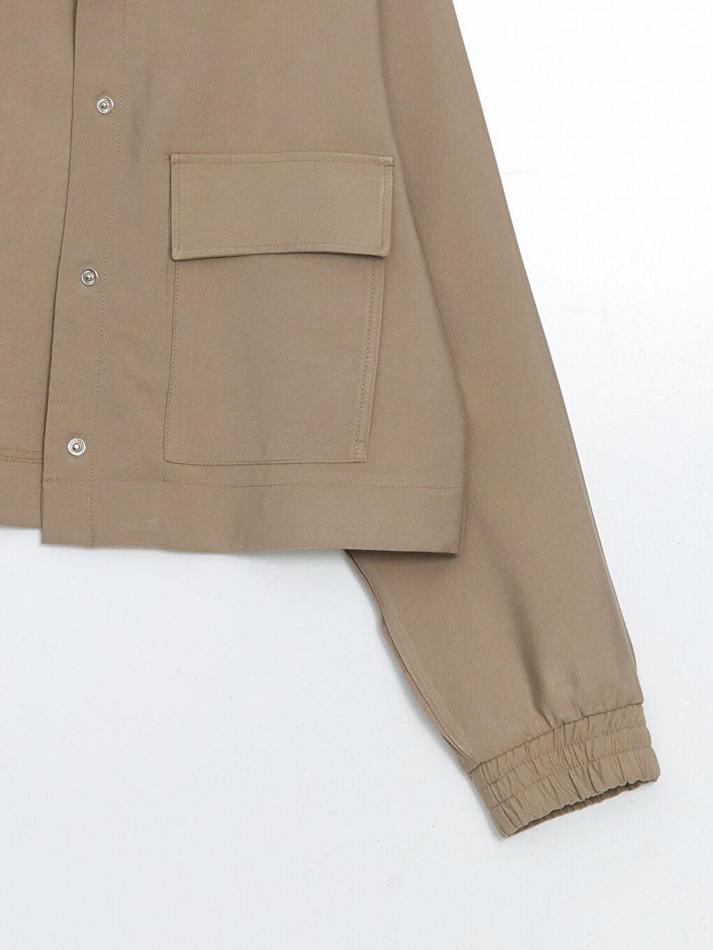 Bej Kolej Yaka Crop Kadın Ceket-10