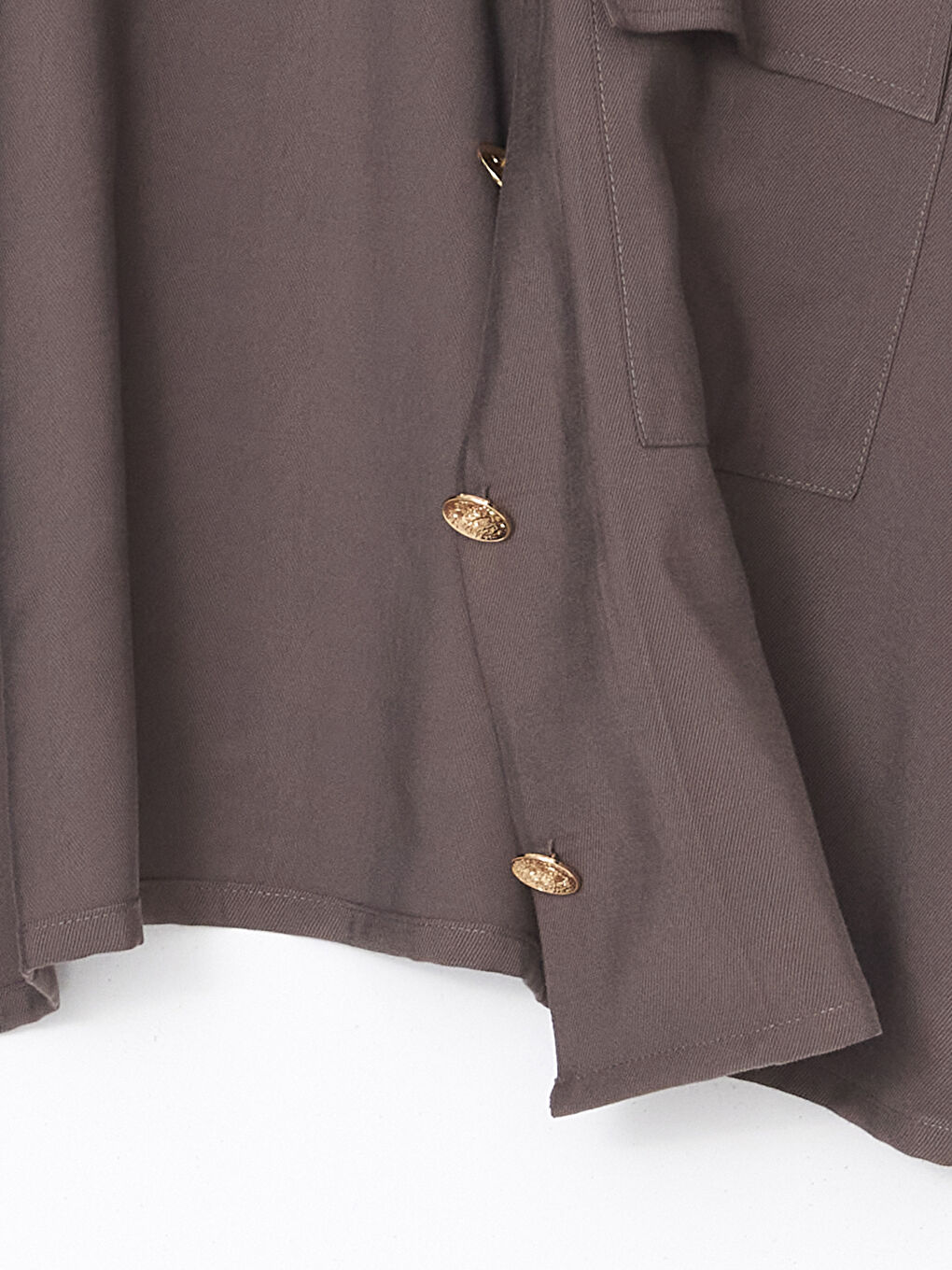 Kahverengi Oversize Gabardin Kadın Gömlek Ceket-9