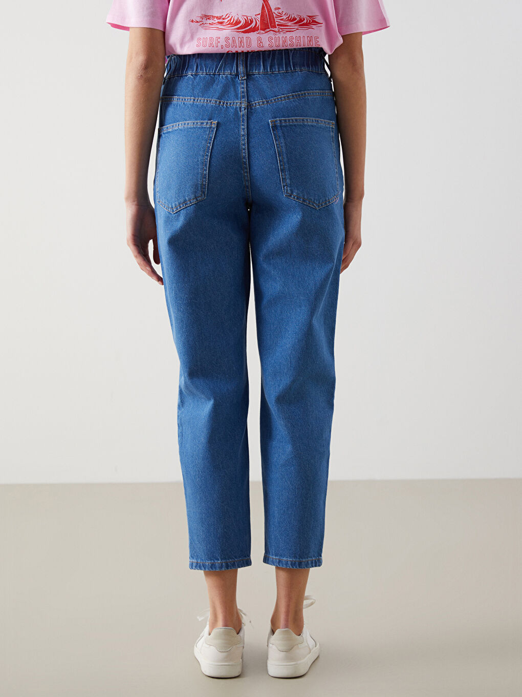 Elasticated Waist Slouchy Fit Women's Jeans-3