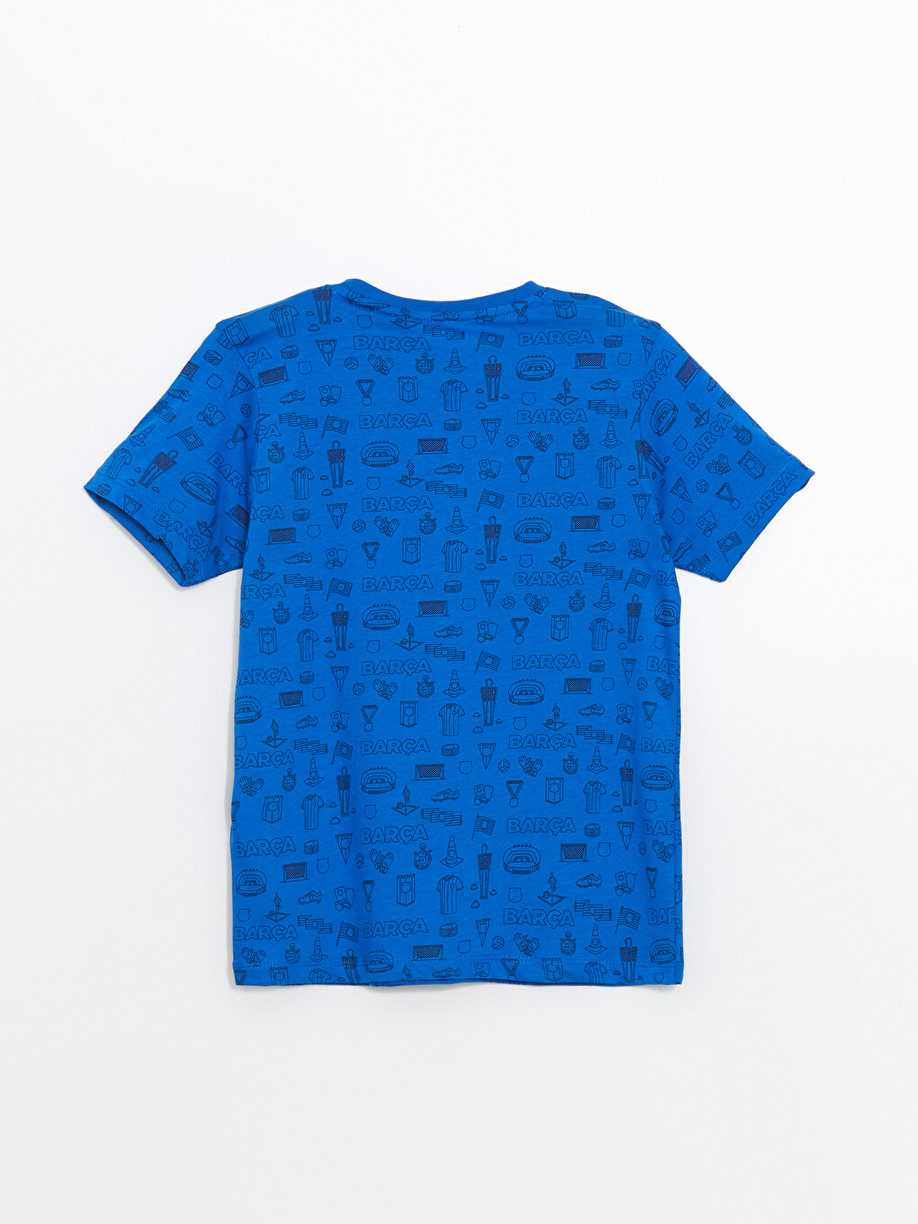 Mavi Bisiklet Yaka Barcelona Baskılı Erkek Çocuk Pijama Üst-2