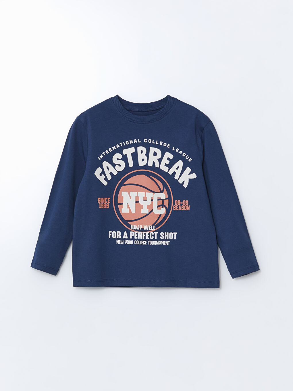 İndigo Yazı Baskılı Erkek Çocuk Tişört