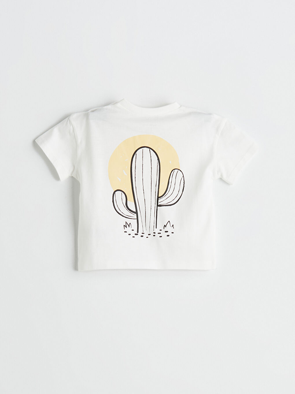 Ekru Bisiklet Yaka Baskılı Erkek Bebek Tişört-1