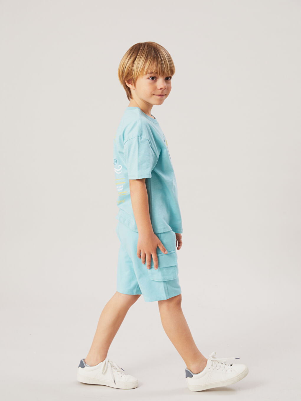 Elasticated Waist Pocketed Boys' 2 Thread Shorts -S5FS23Z1-FJJ