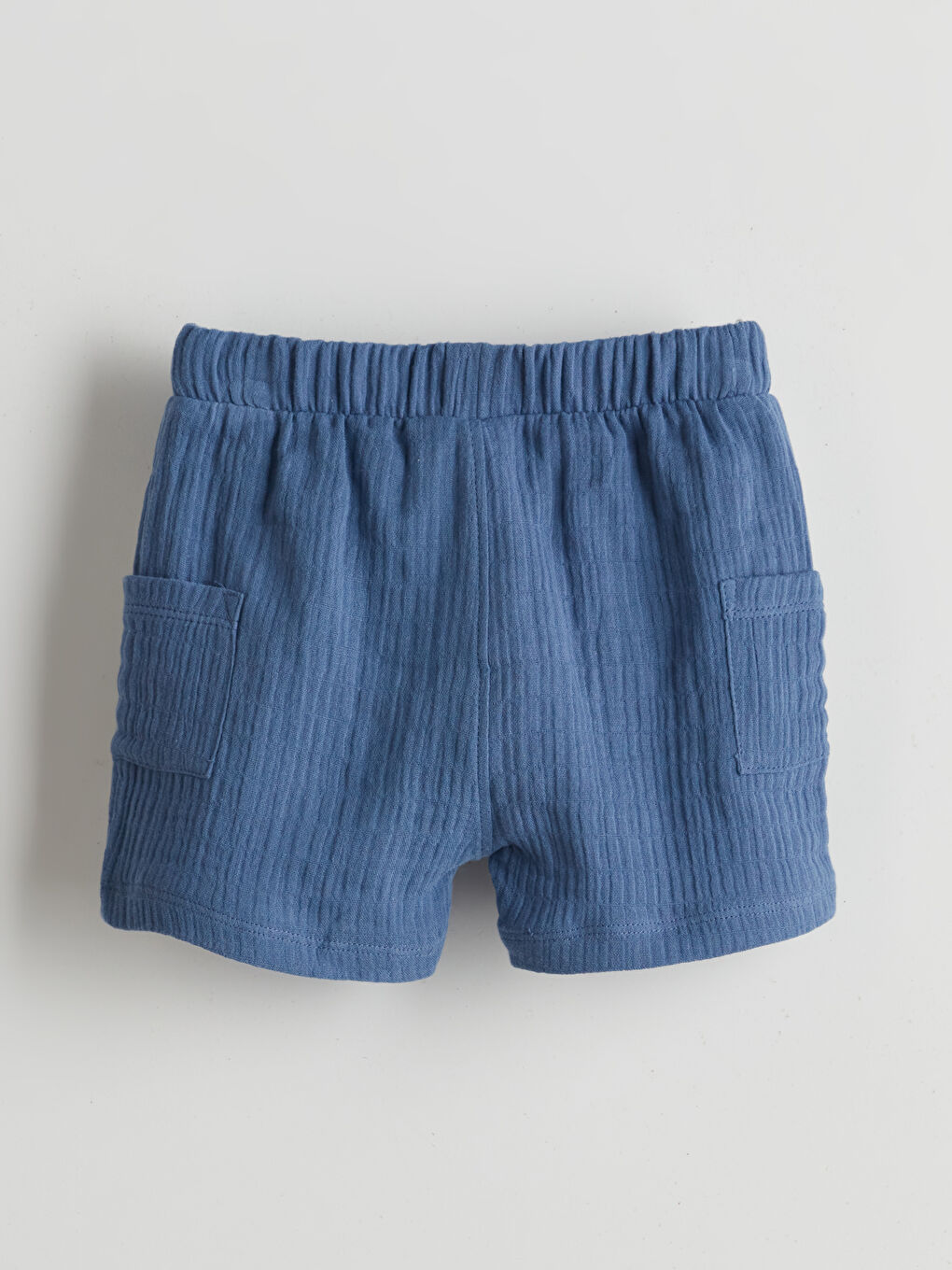 Mavi Beli Lastikli Basic Erkek Bebek Şort-1