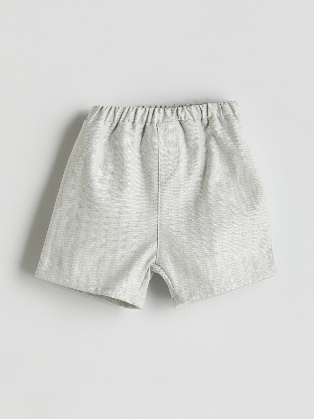 Bej Beli Lastikli Keten Görünümlü Erkek Bebek Şort-2