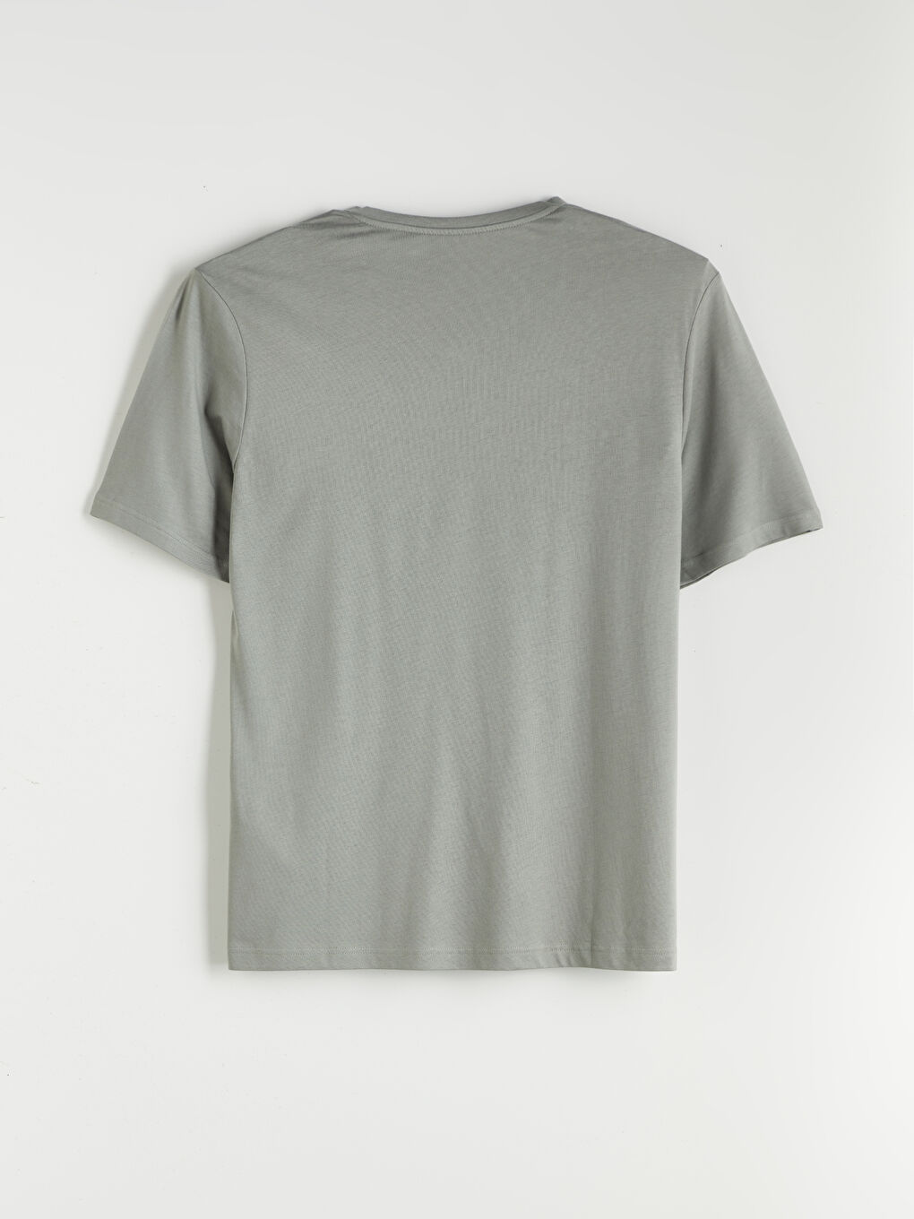 Haki V Yaka Penye Erkek Tişört-5