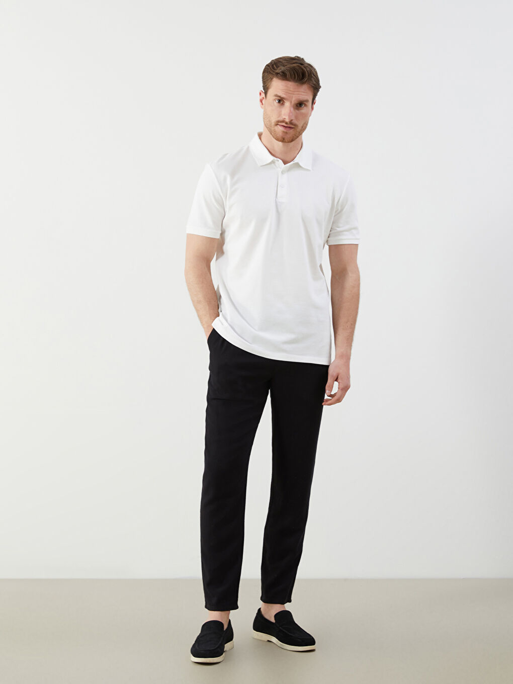 Ekru Polo Yaka Pike Erkek Tişört-1