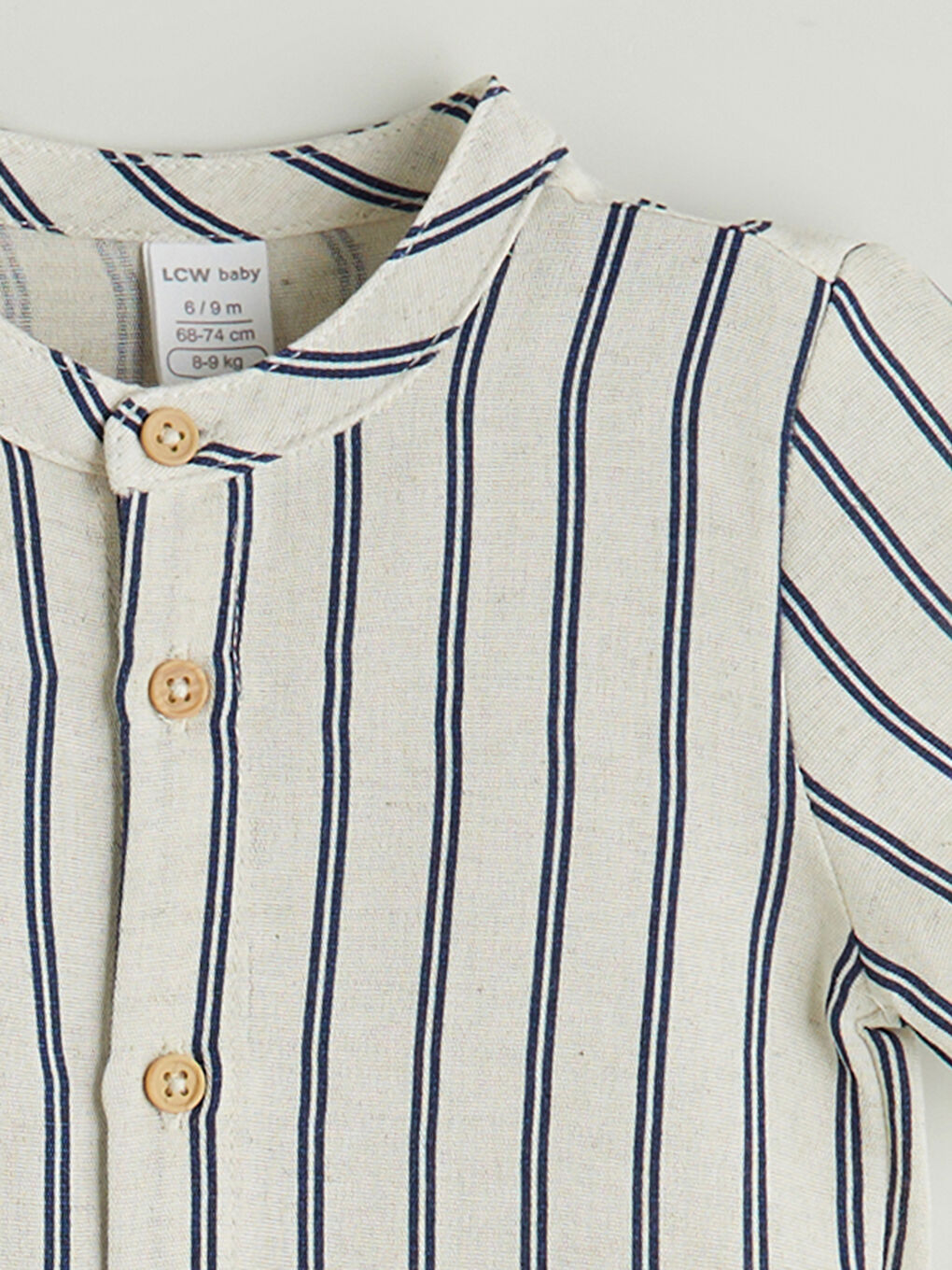 Lacivert Hakim Yaka Çizgili Erkek Bebek Gömlek-2