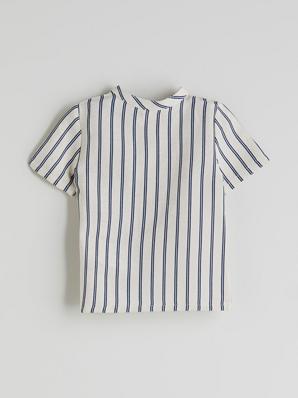 Lacivert Hakim Yaka Çizgili Erkek Bebek Gömlek-1