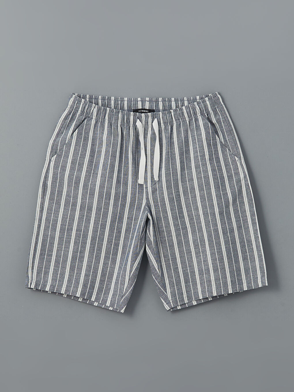 Lacivert Standart Kalıp Çizgili Erkek Pijama Alt Şort