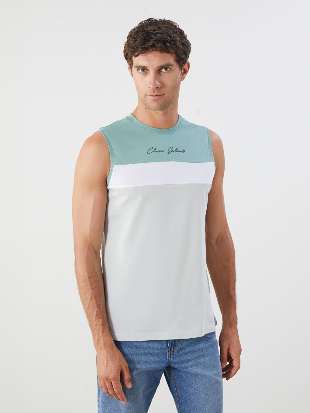 LC Waikiki Crew Neck Color Block Men's Sleeveless T-Shirt -S5FT38Z8-G5A