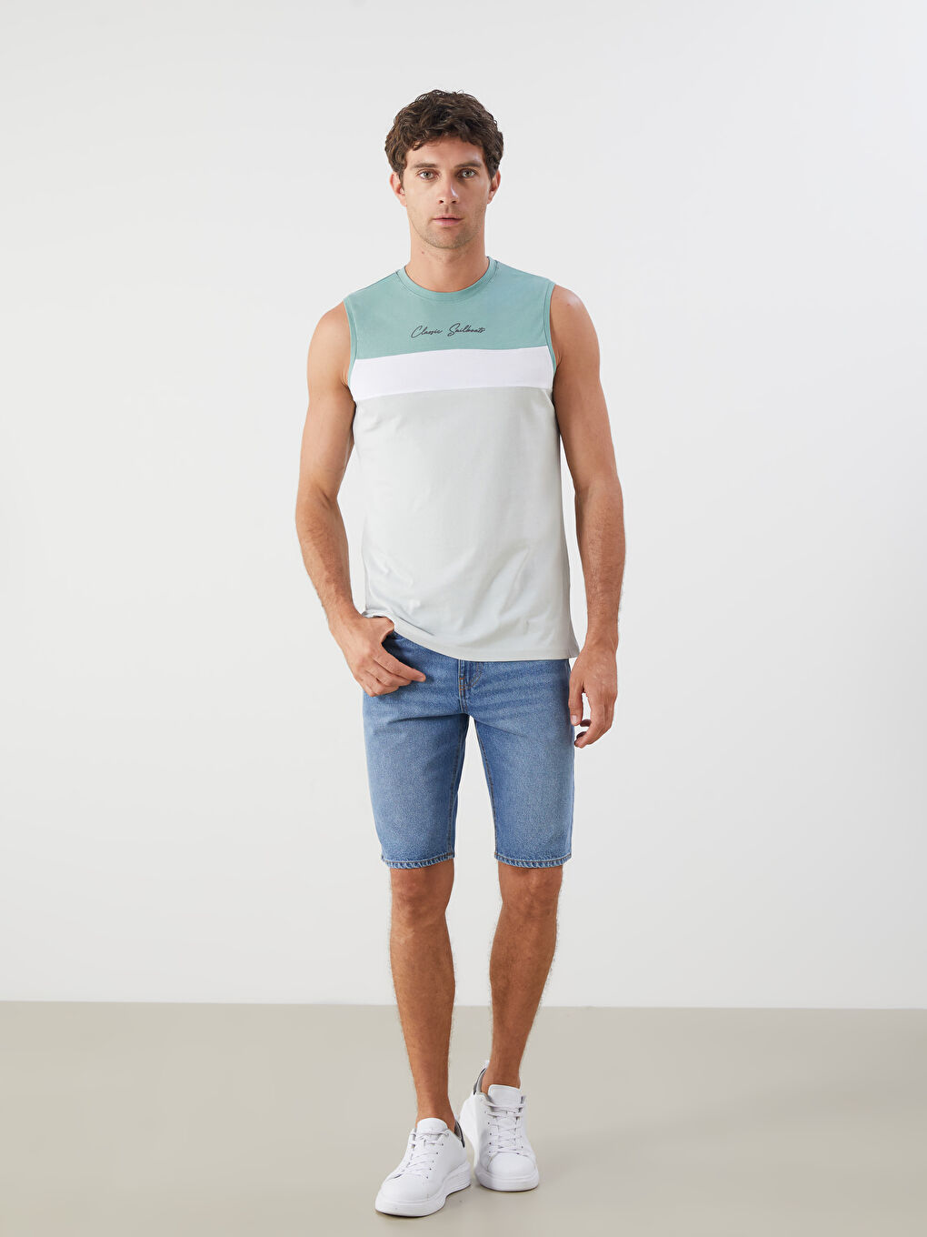 LC Waikiki Crew Neck Color Block Men's Sleeveless T-Shirt -S5FT38Z8-G5A