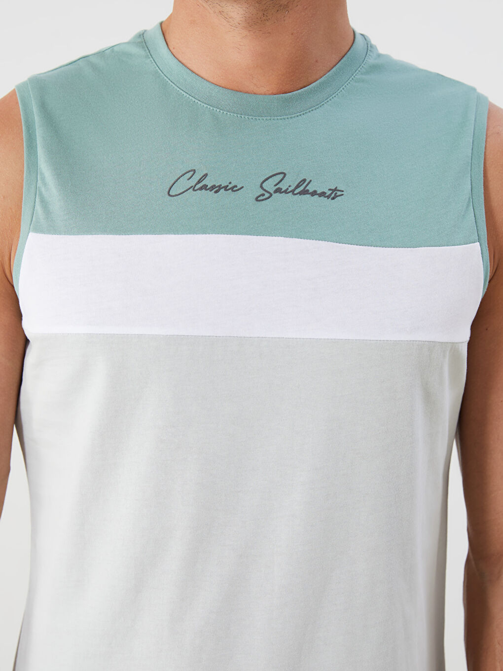 LC Waikiki Crew Neck Color Block Men's Sleeveless T-Shirt -S5FT38Z8-G5A