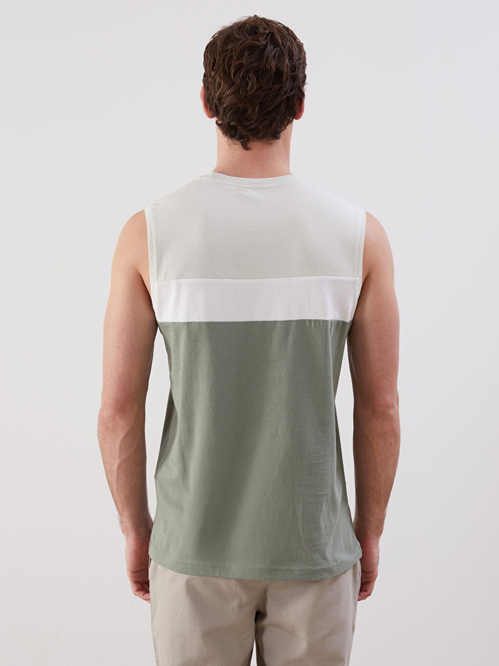 Crew Neck Color Block Men's Sleeveless T-Shirt -S5FT38Z8-YNY