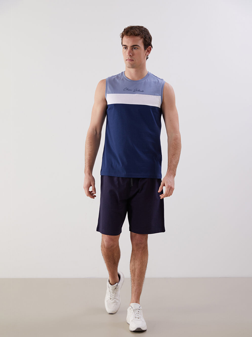 Crew Neck Color Block Men's Sleeveless T-Shirt -S5FT38Z8-YZL