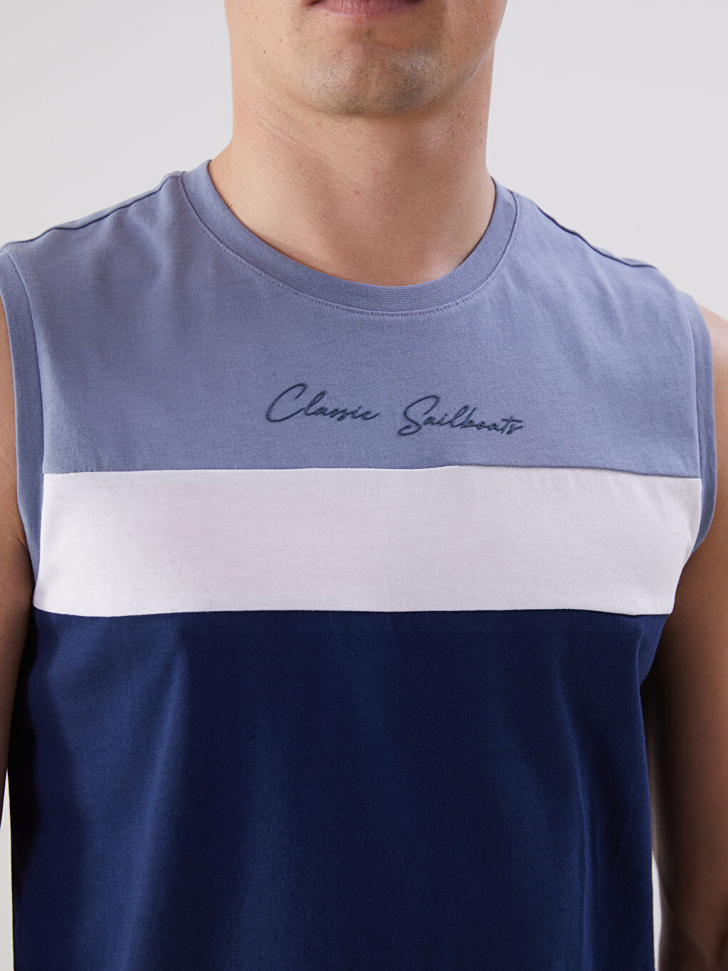 Crew Neck Color Block Men's Sleeveless T-Shirt -S5FT38Z8-YZL
